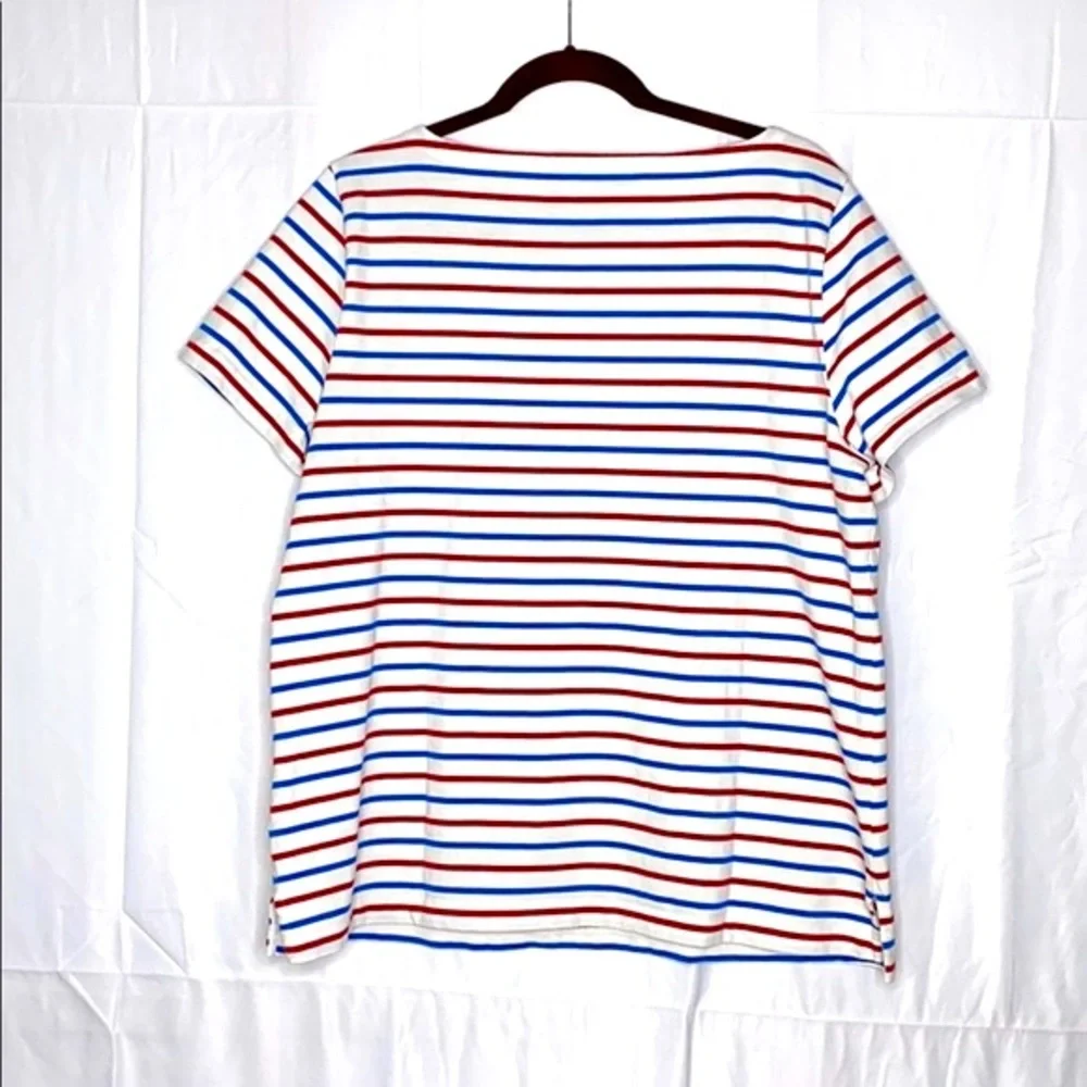 J.Crew Factory Red, White & Blue Striped Short Sleeve Tee – Women’s XL